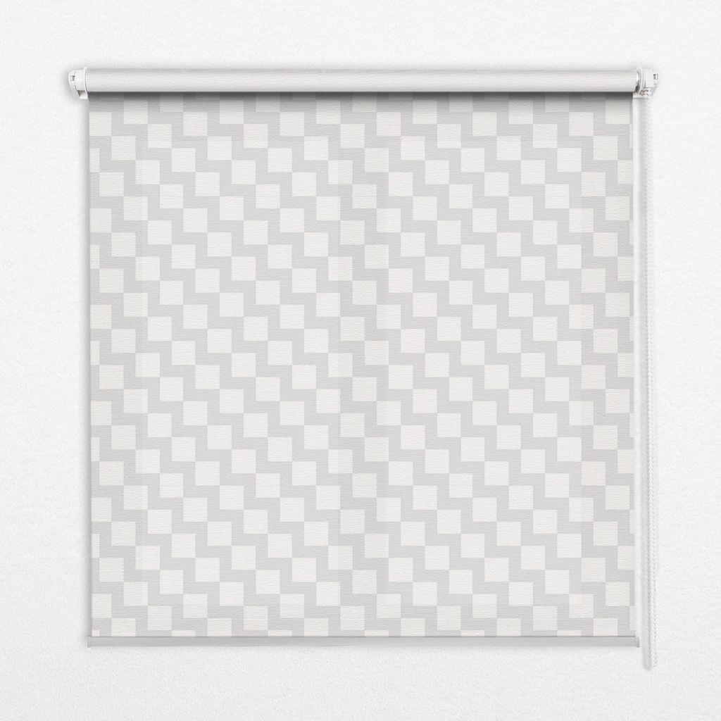 Seitenzug-Rollo Fensterrollo Jalousie - Lichtdurchlässig Springrollos - 120x240 cm - Graue Quadrate