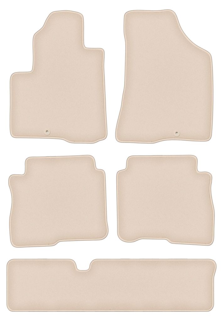DURBAN Beige Velours-Fußmatten-Set für Hyundai SantaFe II 7-Sitzer (2006-2012)