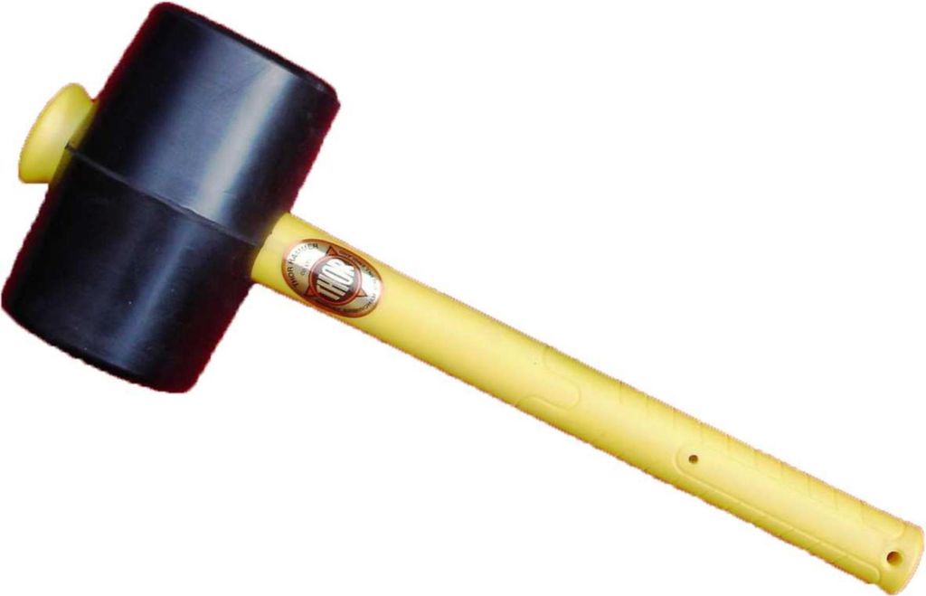 THOR Schwarzgummi Hammer, Rund Ø x l 54 x 90 mm, 325 g, mit Fiberglas Stiel