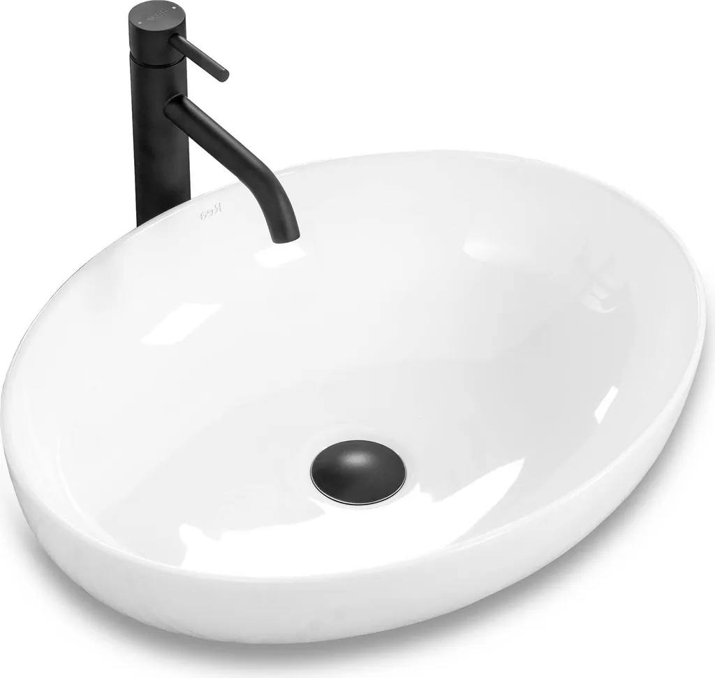 Rea Carola Slim: Lavabo da Appoggio in Ceramica Bianca - Offerta Bagno