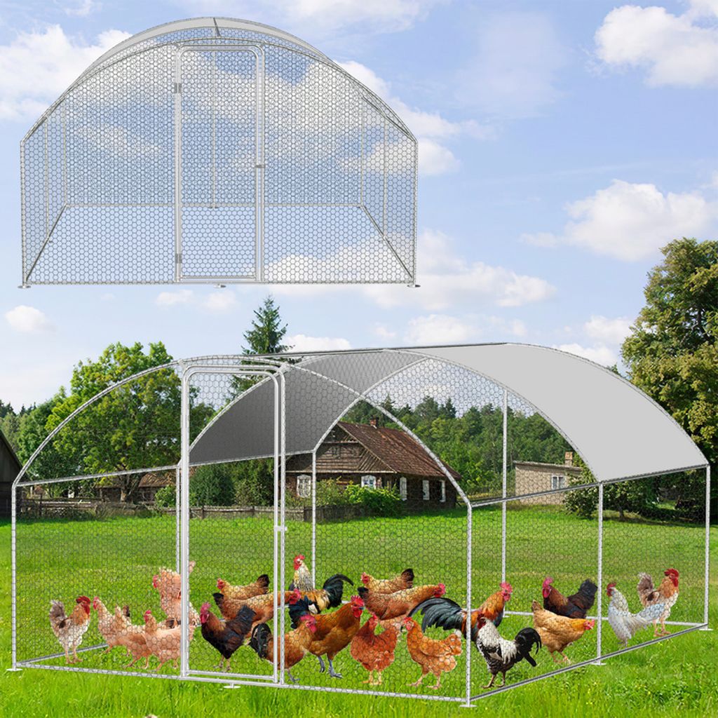 TolleTour Hühnerstall Outdoor großer Hühnerhaus Dach Freilaufgehege Geflügelstall mit PE Verzinkter Stahlrahmen und abschließbare Tür 3 x 4 x...