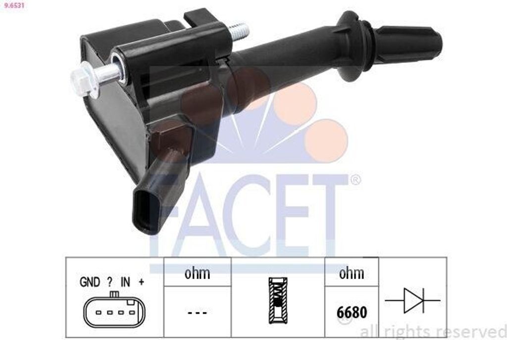 FACET 9.6531 Zündspule für OPEL Mokka / Mokka X (J13) Astra K Sports Tourer (B16) Corsa E Schrägheck (X15) Adam (M13) Astra K Schrägheck (B16)