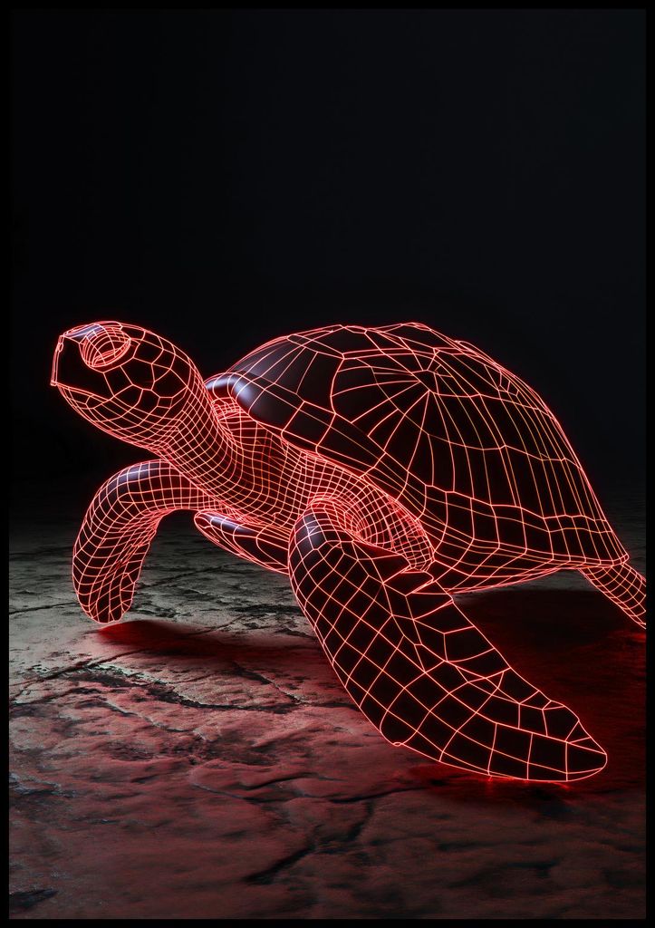 Plakat 70x100cm Neon-Schildkröte