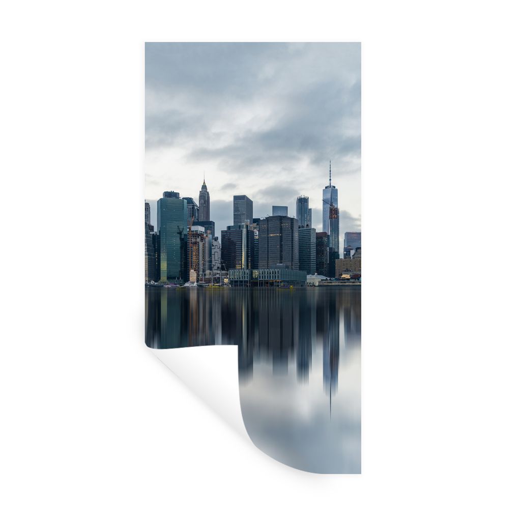 MuchoWow Wandtattoo Wandsticker Wandaufkleber New York - Skyline - Spiegelung 60x120 cm Selbstklebend und Repositionierbar - Selbstklebend - Foto...