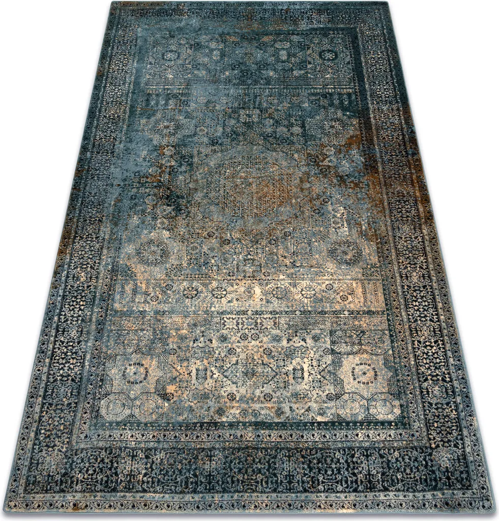 Tapis en laine OMEGA Mamluk Vintage bleu foncé rosette 170x235 cm