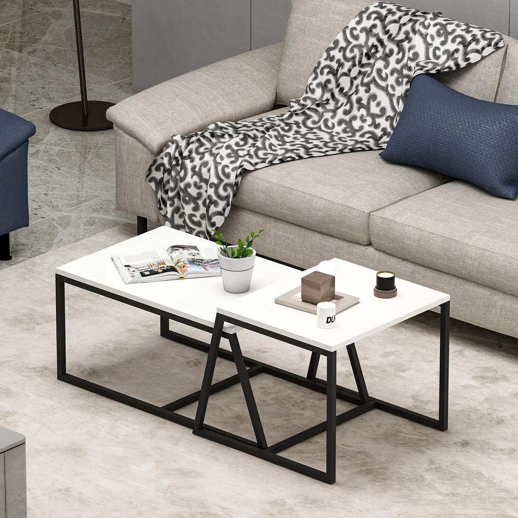 Table basse de salon blanc épuré Skye Decor pour intérieur moderne