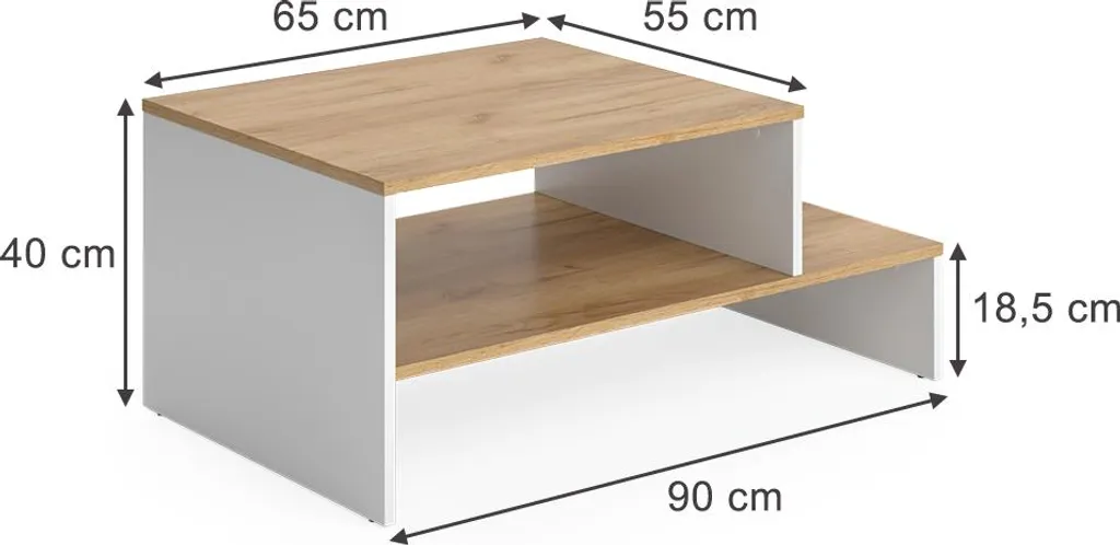 Table basse Vicco Amely Chêne doré et blanc 90x55 cm Modèle 56267 - 3