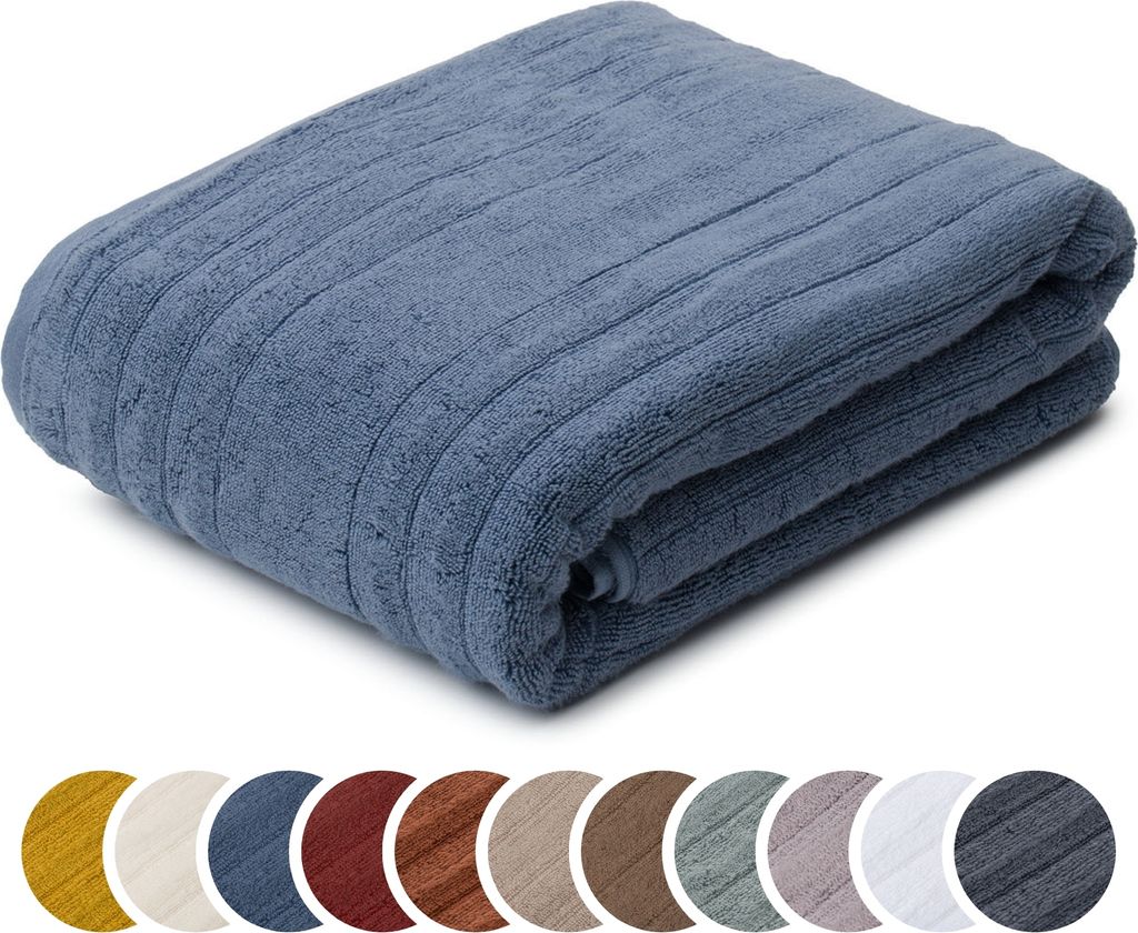 sleepling liebling Badetuch Luxus Bio Baumwolle, Serie Marseille, 770 gr. / m², 100 x 150 cm, , saugstark, schnelltrocknend, blau