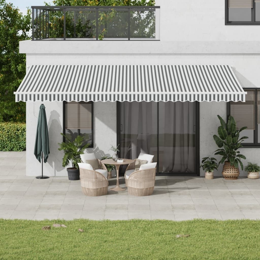 Eleganten-Stil Markise Manuell Anthrazit & Weiß 600x300 cm Markisen CHY79608115