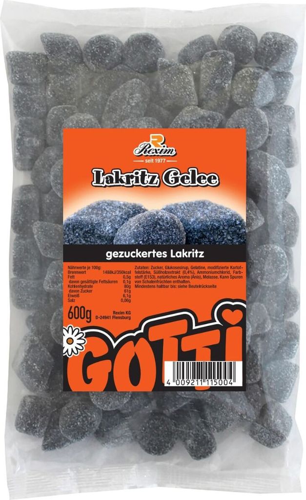 Rexim Lakritz Gelee, gezuckertes Salzlakritz, 600g Produktbild 