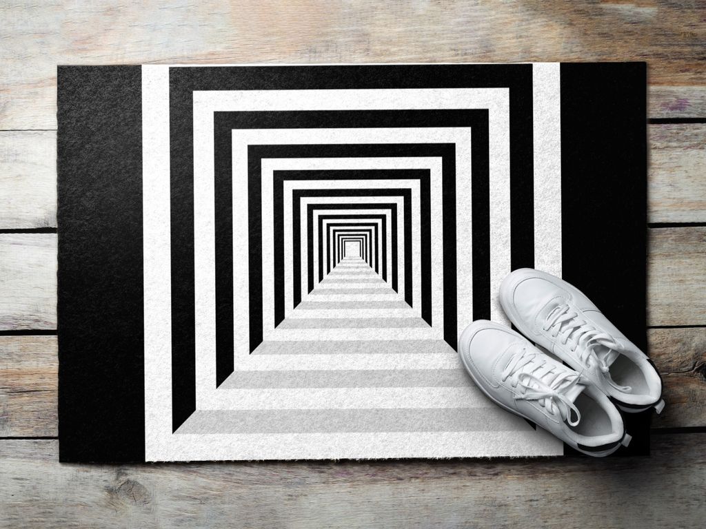 Fußmatte Aussen - Schuhmatte Haustür- Schmutzfangmatte Türvorleger - Outdoor Teppich Schmutzfänger - 60x40 cm - Drei -dimensionaler Tunnel