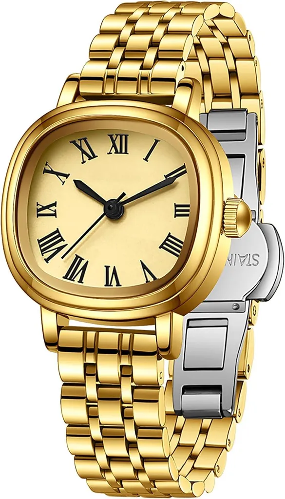 Orologio, orologio da donna orologi in oro in acciaio inox per le donne Reloj para Mujer Stile semplice con numeri romani Orologio da polso classico, numeri romani