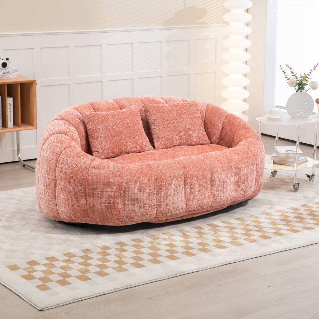 AIORBER Lazy Sofa Sitzsack Sessel mit Armlehnen, Memory Foam Bodensofa Chenille Lounge Chair für Wohnzimmer Gaming Relax Sofa Indoor Outdoor Rosa