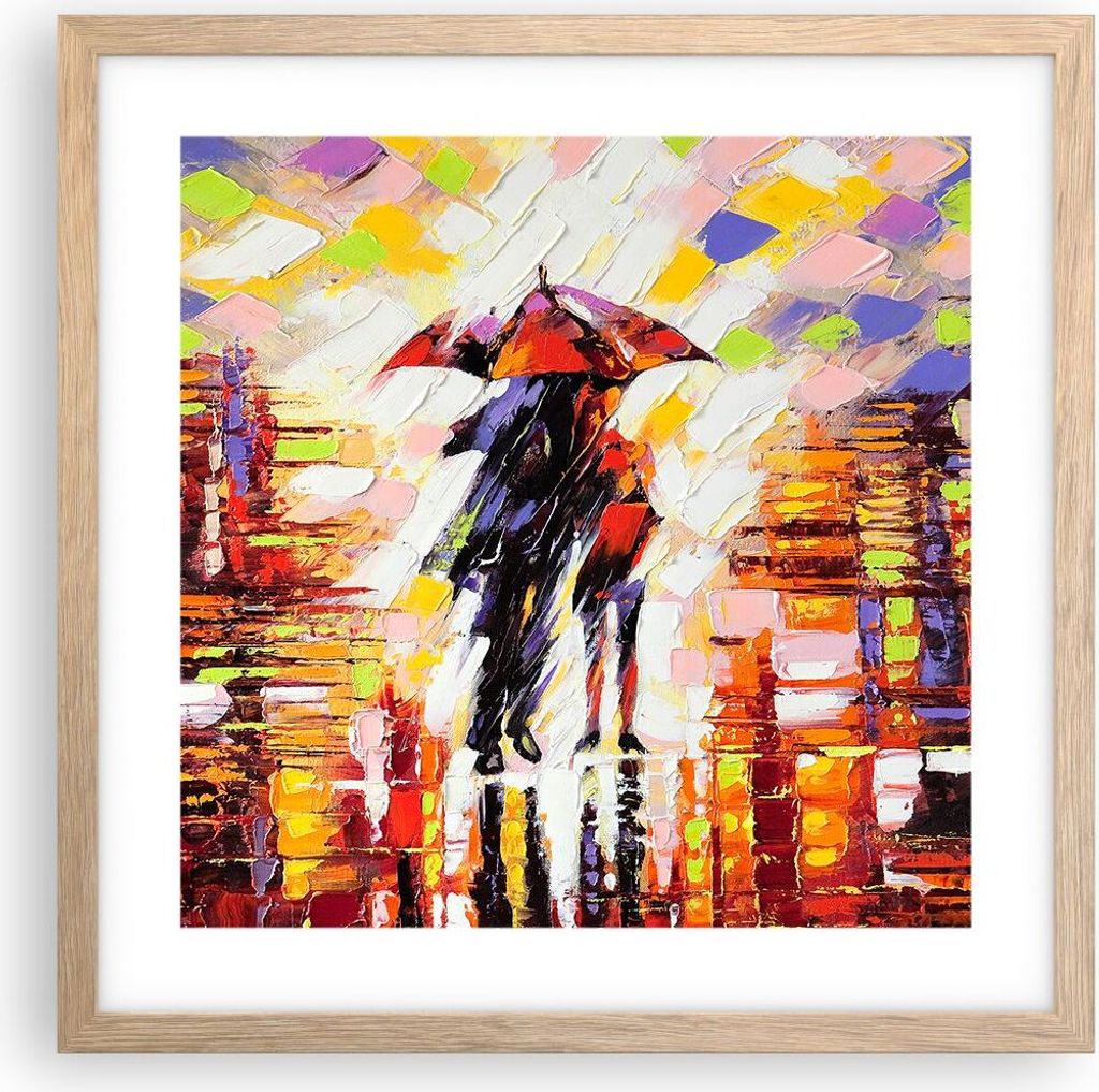 Gerahmtes Poster - Rahmen in heller Eiche - gehen liebhaber - 40x40 cm - Wand Bild - Wanddeko - Wandbilder - Kunstposter - Wandposter - Bilderrahme...