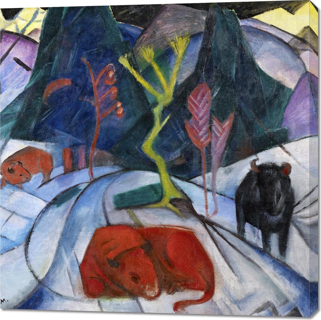 Bild 100x100cm Bison im Winter, Marc Vintage für das Wohnzimmer