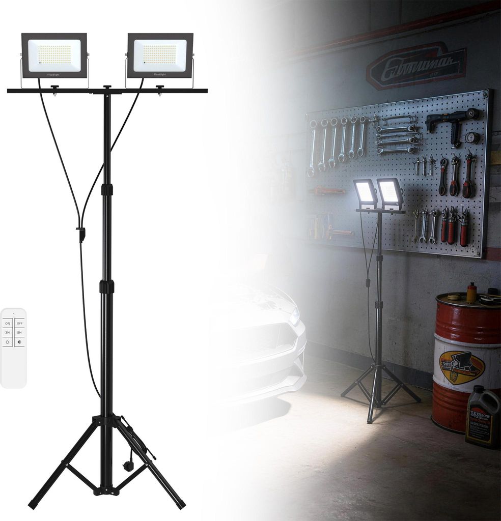 LZQ LED Baustrahler 200W mit Stativ,  Kaltweiß Produktbild 