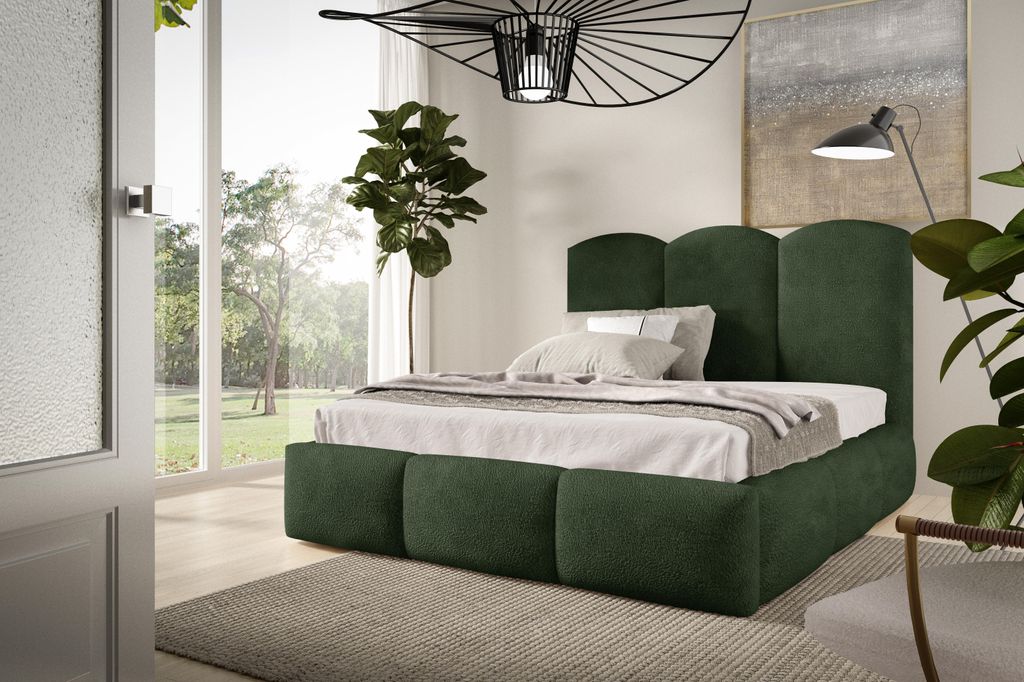 Polsterbett BAILEY 200x200 - Bett mit Bettkasten, Bubble Bett, Doppelbett mit Stauraum und Lattenrost, Schlafzimmer - Dunkelgr n
