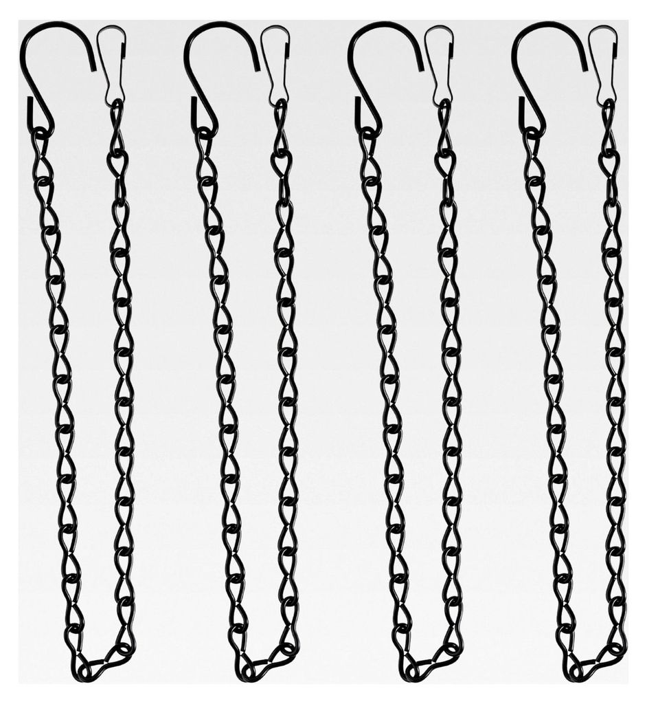 4 Stück Blumenampelketten mit Haken, 50 cm Hängekorbketten in Schwarz, Metallkette für Gartenpflanzen