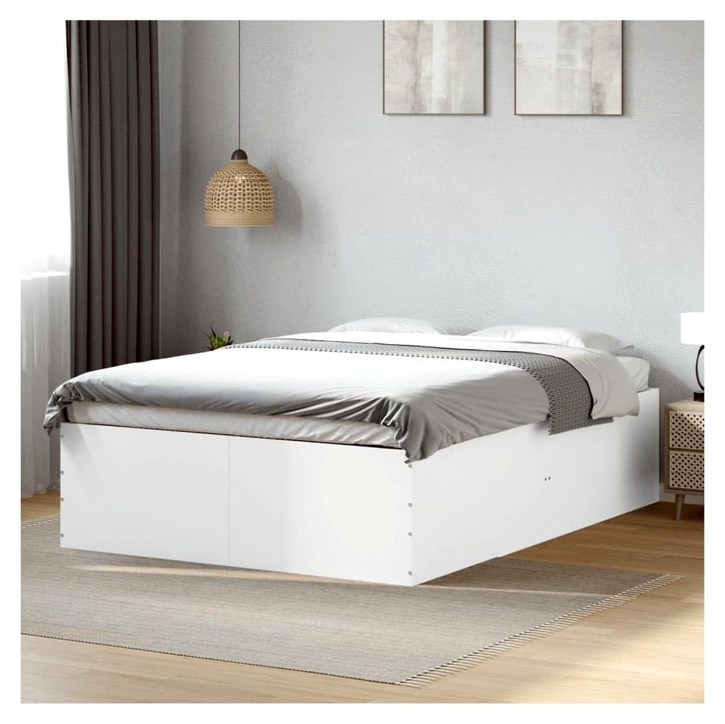Bettgestell ohne Matratze, Weiß, 120 x 190 cm, kleines Doppelbett