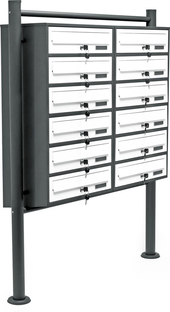 Wiltec 12er Briefkastenanlage Weiß/Anthrazit 945 x 270 x Produktbild 