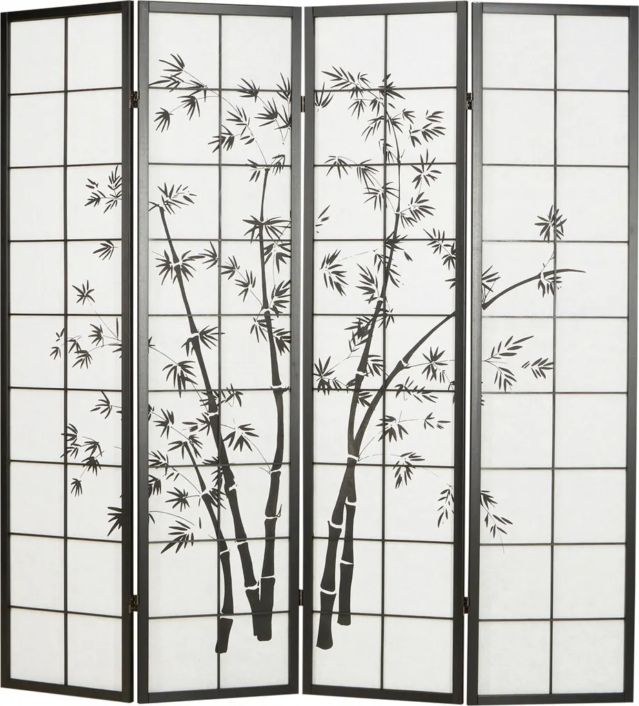 Paravent japonais bois 4 pans noir bambou : créer un espace intimiste