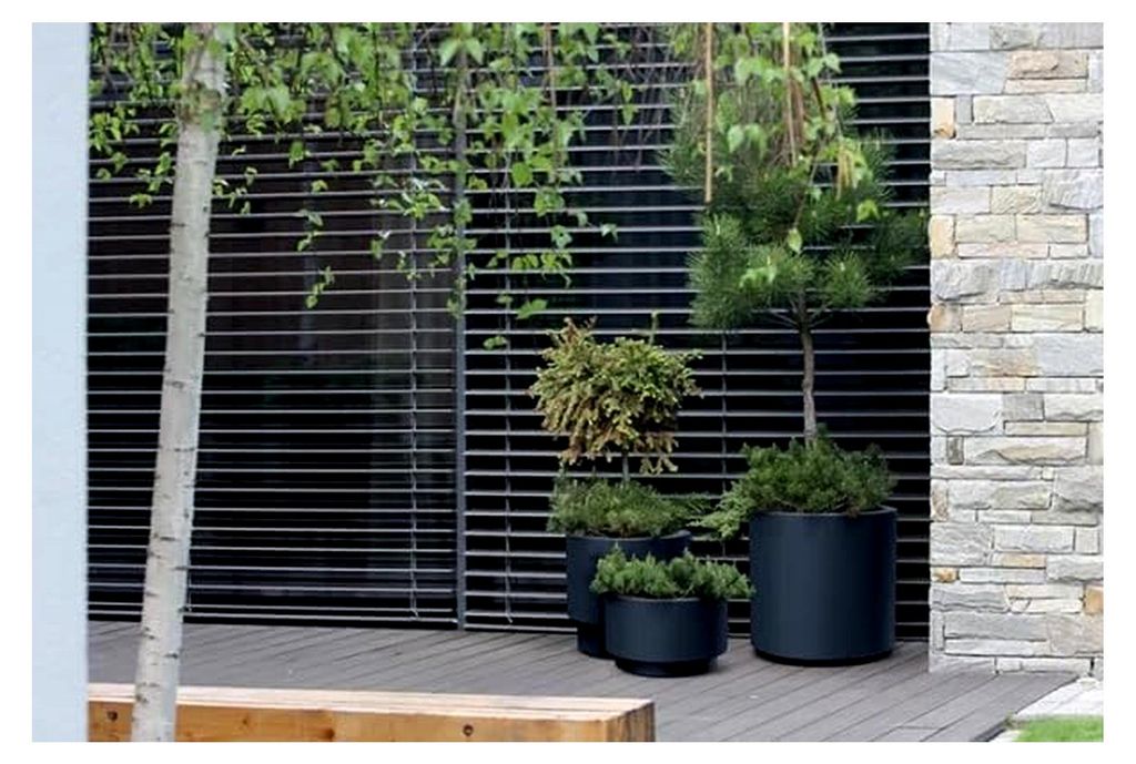 Runder Blumenkübel mit herausnehmbarem Einsatz Frostbeständig Modern Matt (Anthrazit, XXL)