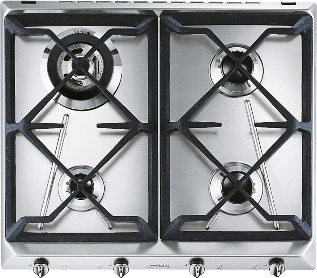 Smeg SRV564GH3 Table gaz encastrable avec grilles en fonte robuste 60cm