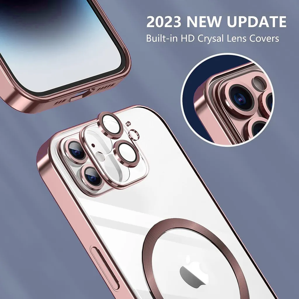 Natiiozie Magnetica Cover per iPhone 15 Compatibile con MagSafe Custodia Traslucida Opaca Posteriore, Antiurto Anti-impronta Resistente ai Graffi Protettiva iPhone 15 Case,Rosa