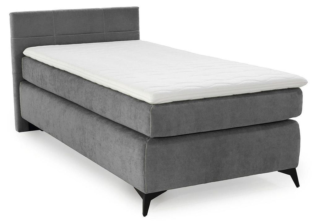 Boxspringbett - 100 x 200 cm - Grau - Webstoff