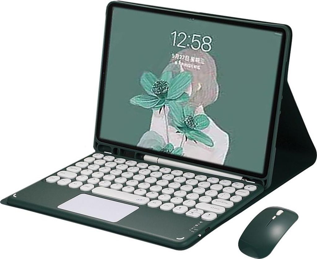INF Bluetooth Tastaturhülle Grün mit Touchpad für Samsung Galaxy Tab A9+ 11 Zoll