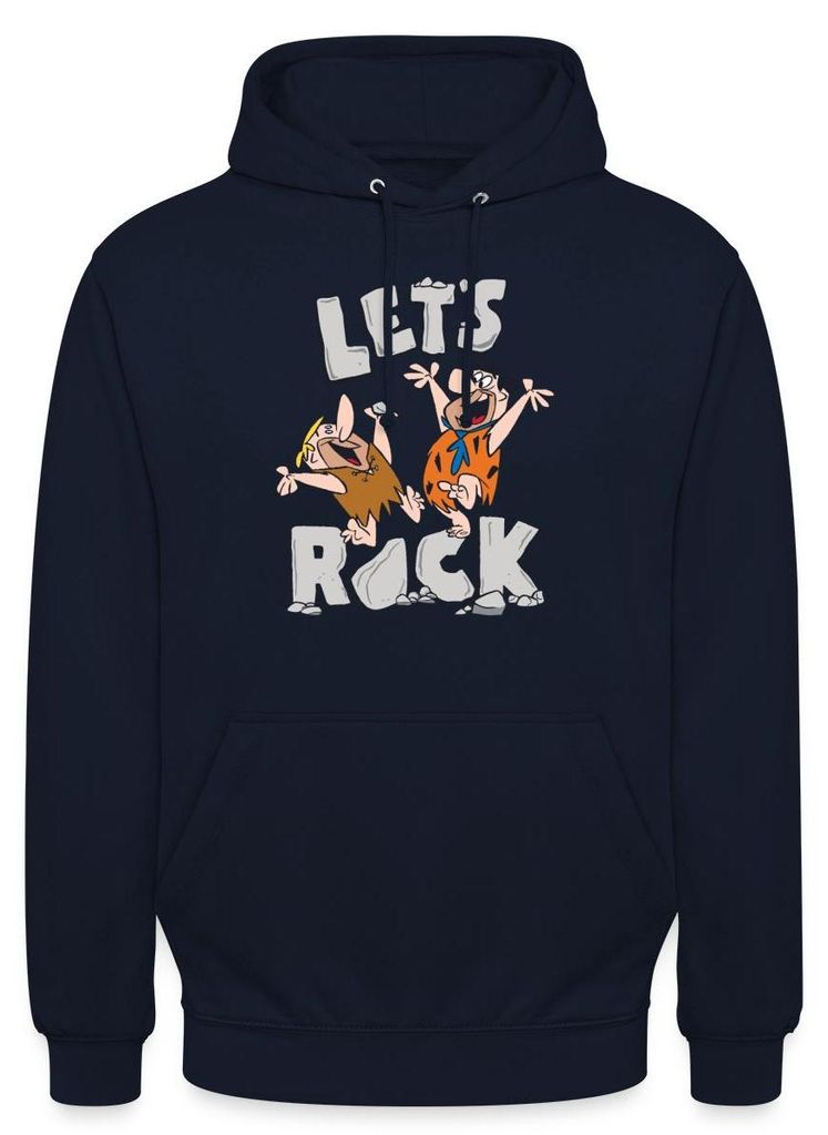 Spreadshirt The Flintstones Fred Und Barney Let's Rock Uni Hoodie, 3XL, Navy