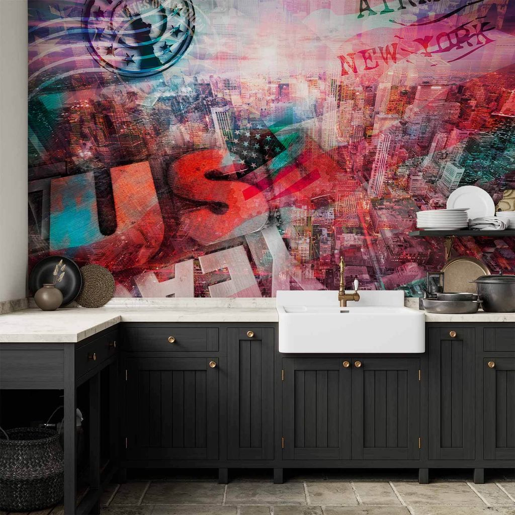 Vlies Fototapete - NYC - patriotic theme 200x140 cm Streetart 10110905-115