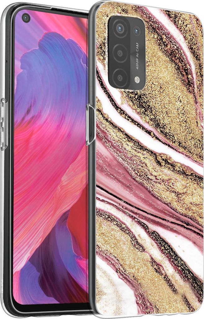 Hülle für OPPO A54 / A74 5G Schutzhülle Marmor Motiv Handy Case Silikon Slim Cover