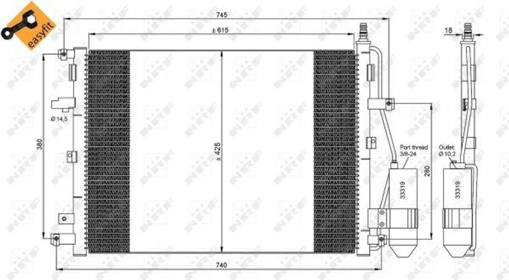 NRF 35876 Condensateur Climatisation Aluminium OE 30665562 pour XC90