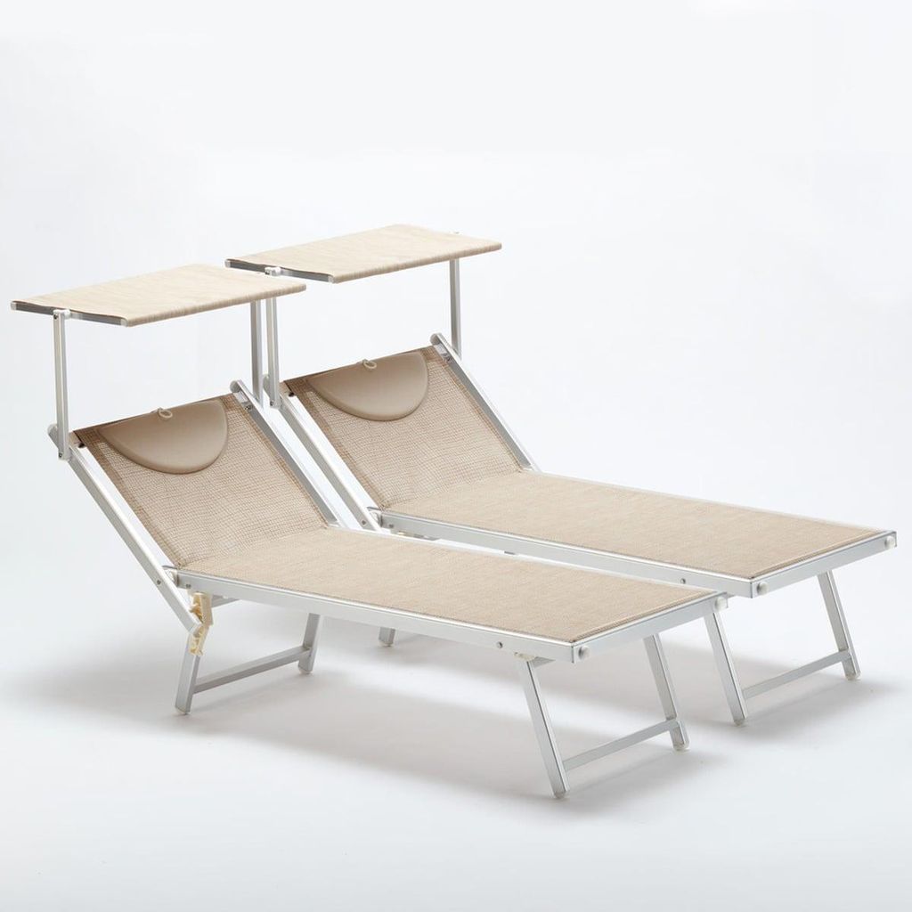 2er Set Sonnenliegen aus Aluminium Professionell für Strand Produktbild 