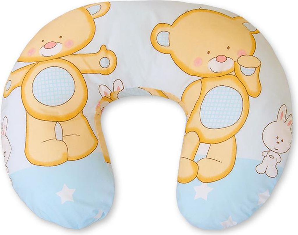 Croissant-Stillkissen, abnehmbarer Sitzsack - kuscheliger Teddybär, blau