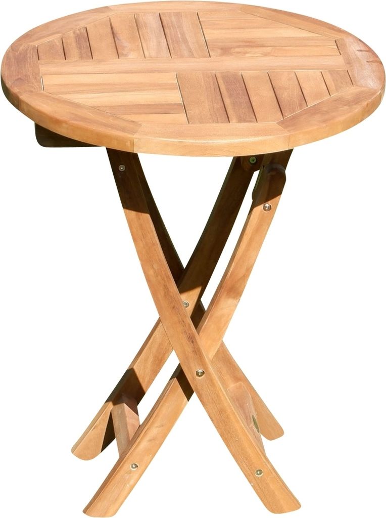 ALEOS. Echt TEAK Holz Klapptisch Holztisch rund 60cm Gartentisch Garten Tisch COAMO Teakholz
