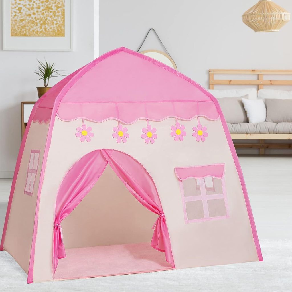 Kinder Spielzelt, Prinzessin Schloss Kinder Tipi, Kinder Spielen Haus, Bestes Geschenk FüR Kinder-Zelt FüR Jungen Und MäDchen (Gepudert)