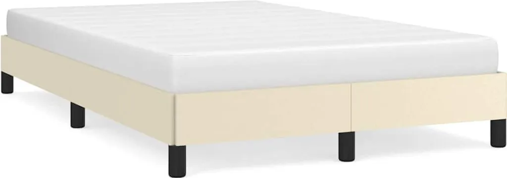 Cadre de lit 120x190 crème similicuir robuste et facile à monter