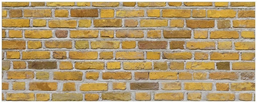 Wallario Küchenrückwand selbstklebend, Größe: 115 x 50 cm, Motiv: Ziegelsteinwand in gelb - Backsteine | Spritzschutz | abwischbar | pflegeleic...
