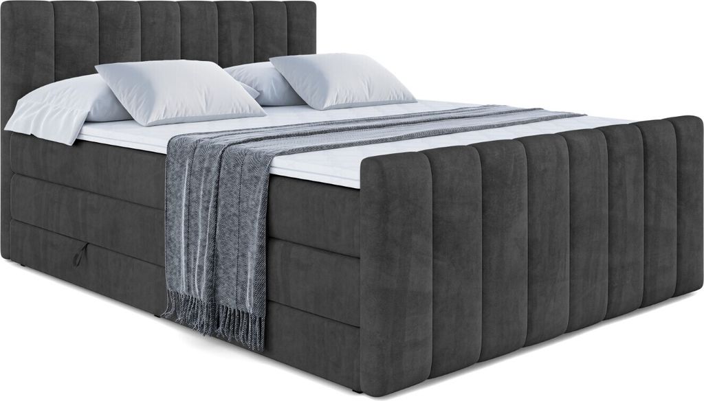 ALTDECOR Boxspringbett mit Fußteil, 2 Matratzen und Topper Produktbild 