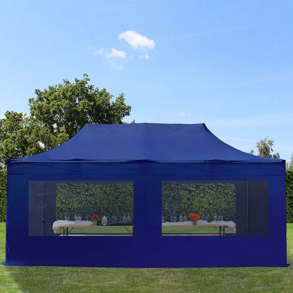 TOOLPORT 3x6m Stahl Faltpavillon, inkl. 4 Seitenteile, dunkelblau