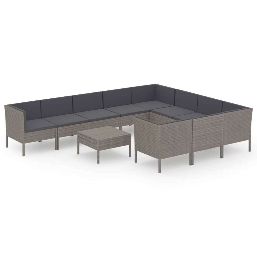 (Robust Möbel) 11-tlg. Garten-Lounge-Set - elegantes Design - Sitzgruppe/Gartengarnitur - mit Auflagen Poly Rattan Grau - Terassenmöbel DEMö...