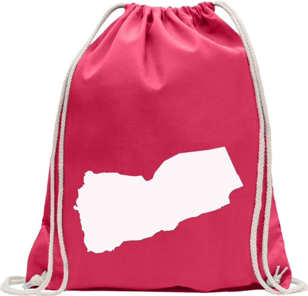 Kiwistar - Turnbeutel - pink - Jemen Umriss Kontur - Fun Rucksack Sport Beutel Gymsack Baumwolle mit Ziehgurt