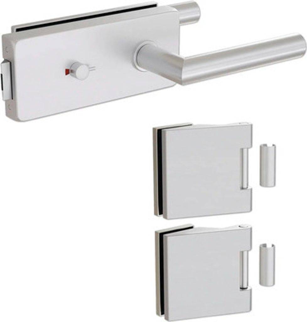 Pertura Glastürbeschlag Aiko Studio/Office WC Silber inkl. 2 Rahmenteile für Holzzargen