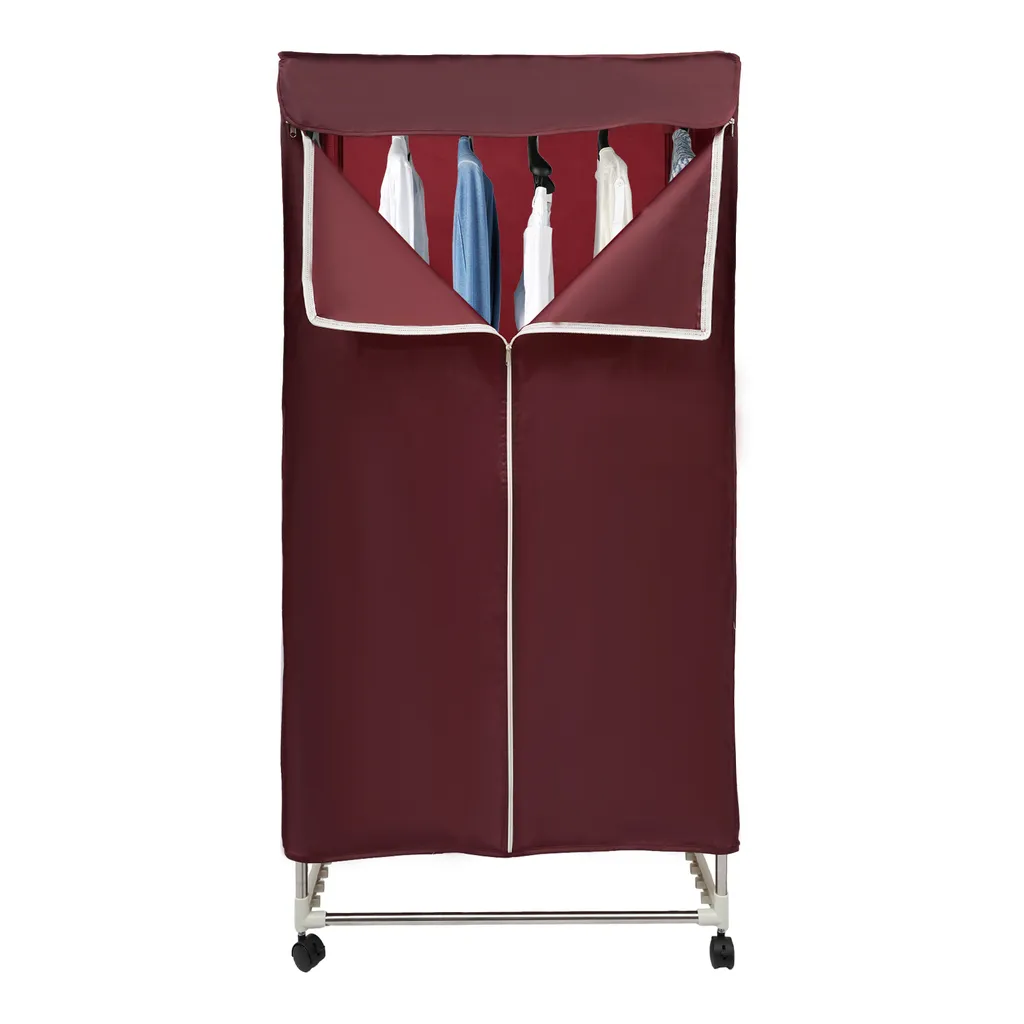 Séchoir électrique pliable anti-humidité bordeaux tactile à roulettes 150cm