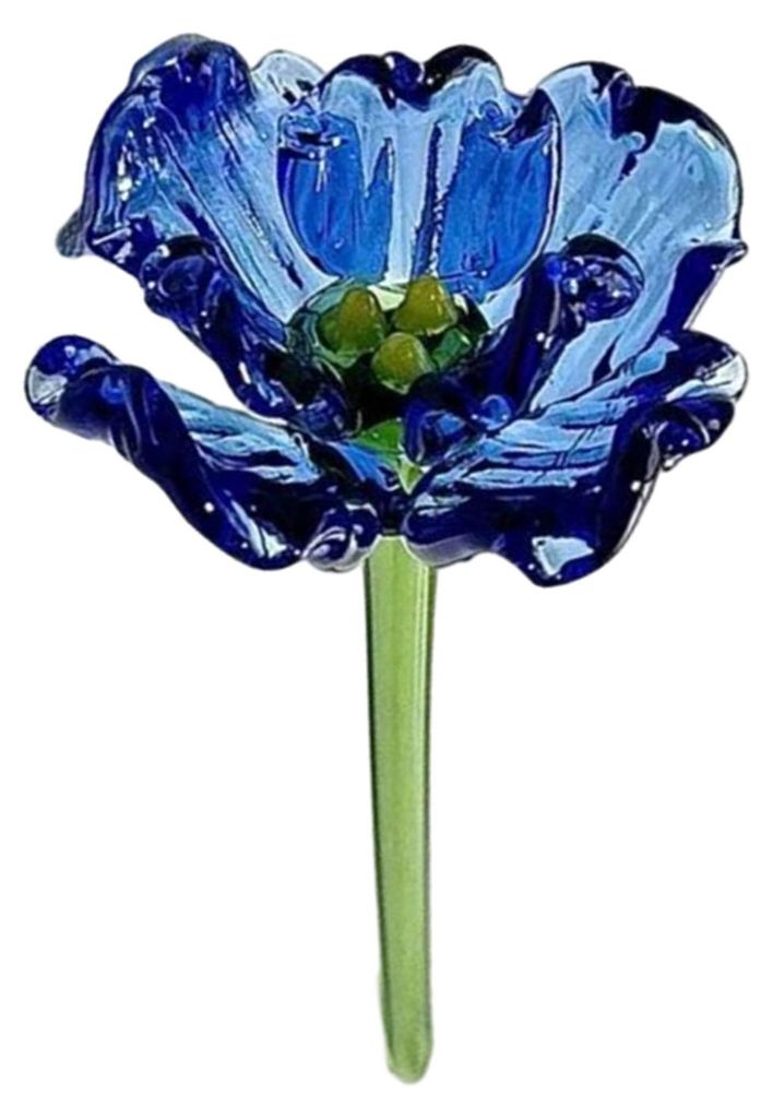 Handgefertigte Glasblumendekoration mit Stiel, mundgeblasene Mini-Blumenfigur, Tischvase, Dekoration für Wohnzimmer, Büro oder Zuhause