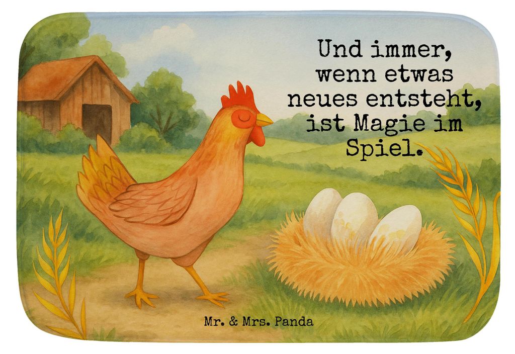 Mr. & Mrs. Panda duschmatte Huhn Stolz Design - Weiß - Geschenk, Bauernhof, Spruch, Badteppich, Hahn, Schwangerschaft, Badvorleger, Hof, Duschvorl...