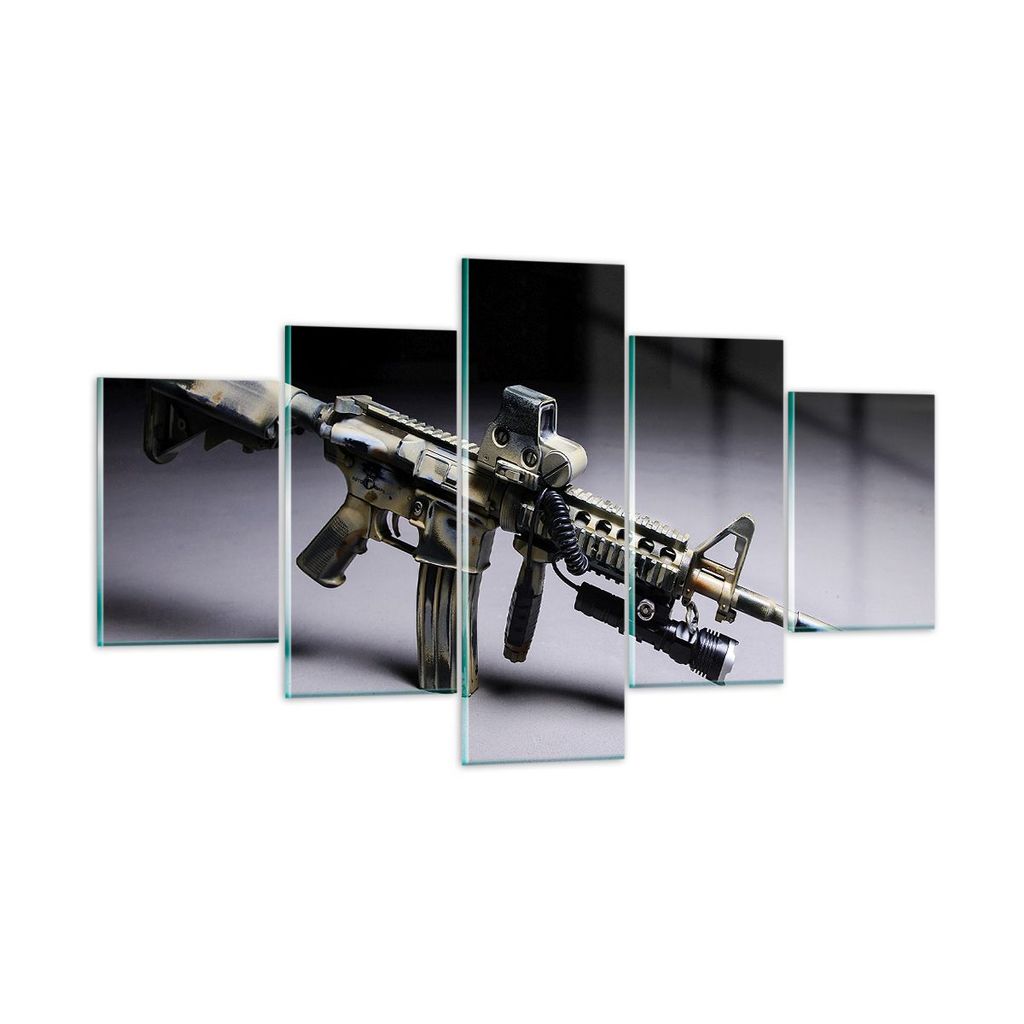 Bilder auf glas - Armee Gewehr - 125x70cm - Glasbilder - Wandbilder - Bilder - Kunstdruck - zum Aufhängen bereit - Wanddekoration aus Glas - Glas ...