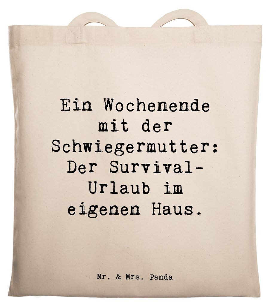 Mr. & Mrs. Panda dokumententasche Spruch Schwiegermutter Abenteuer - Transparent - Geschenk, Beziehung, Shopping Tasche, Familie, Jutebeutel, Humor...